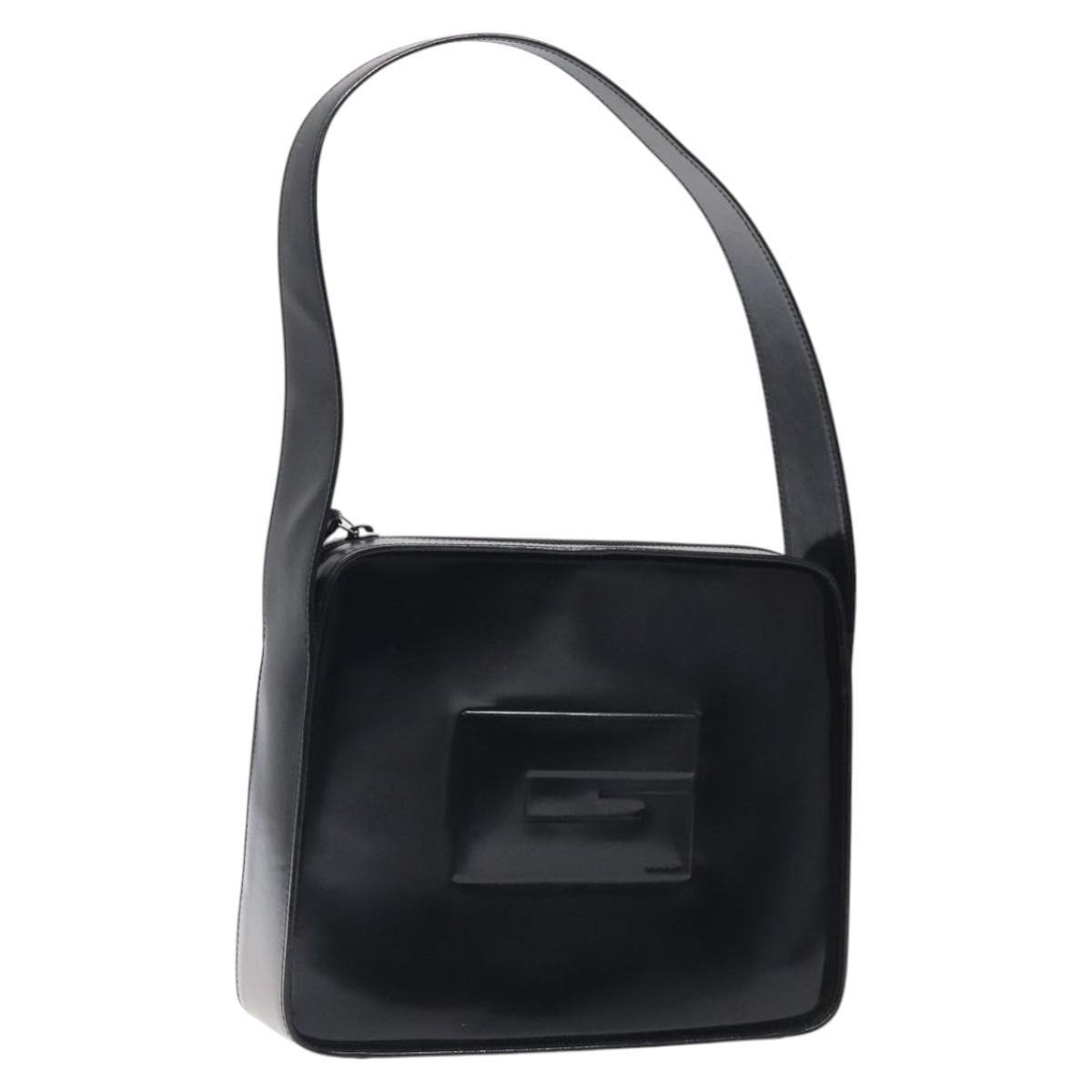 Gucci Shoulder Bag Patent Leather Black Silver 001 3032 Auth Ep8533